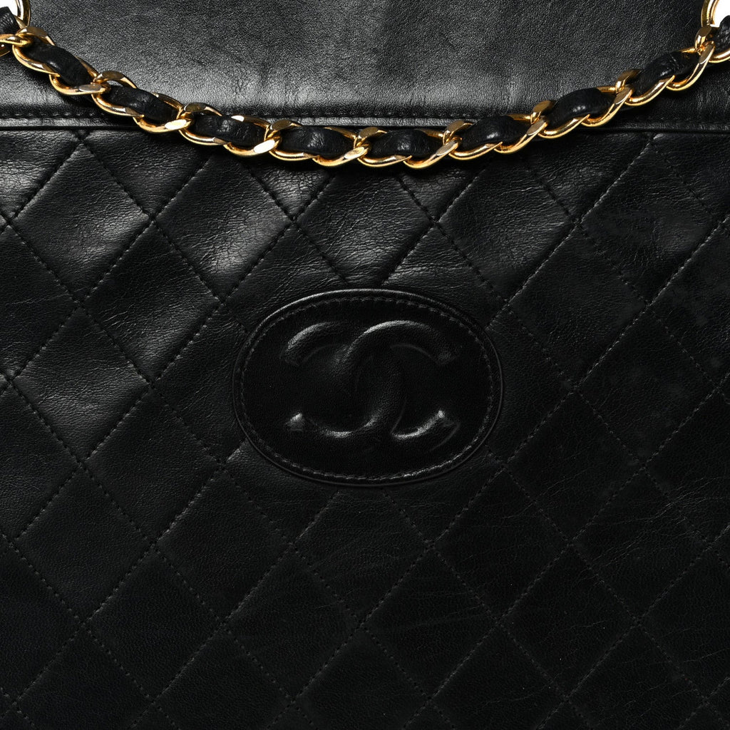 Lambskin Quilted CC Shoulder Bag Black