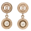 Pearl CC Dangle Earrings Gold