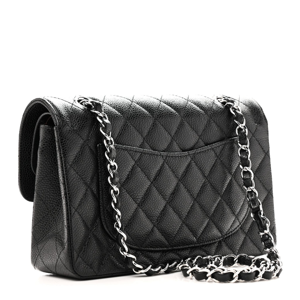 Caviar Quilted Small Double Flap Black