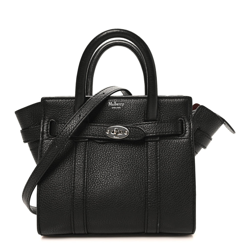Small Classic Grain Micro Bayswater Zip Tote Black