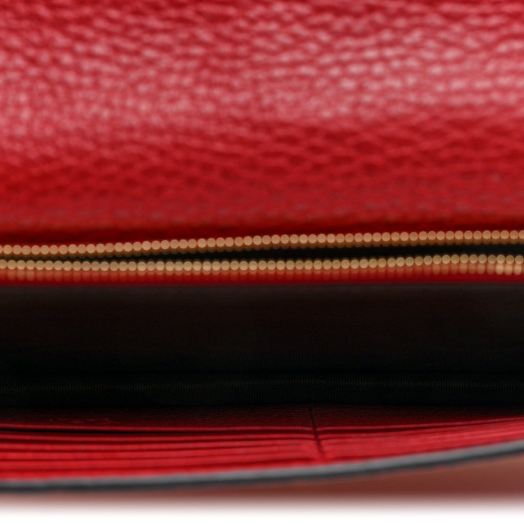 Dollar Calfskin Medium Betty Chain Wallet Red