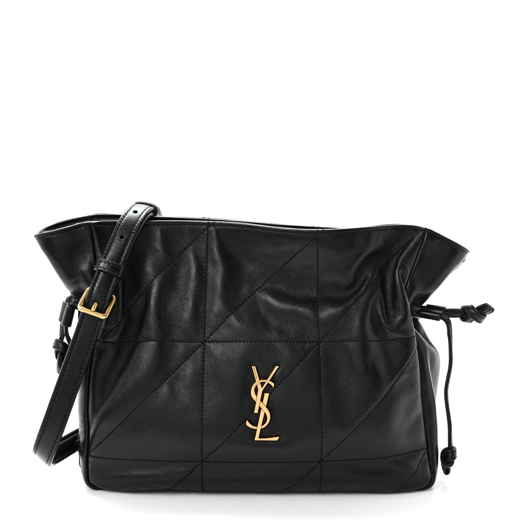 Lambskin Matelasse Monogram Medium Jamie Shoulder Pouch Bag Black