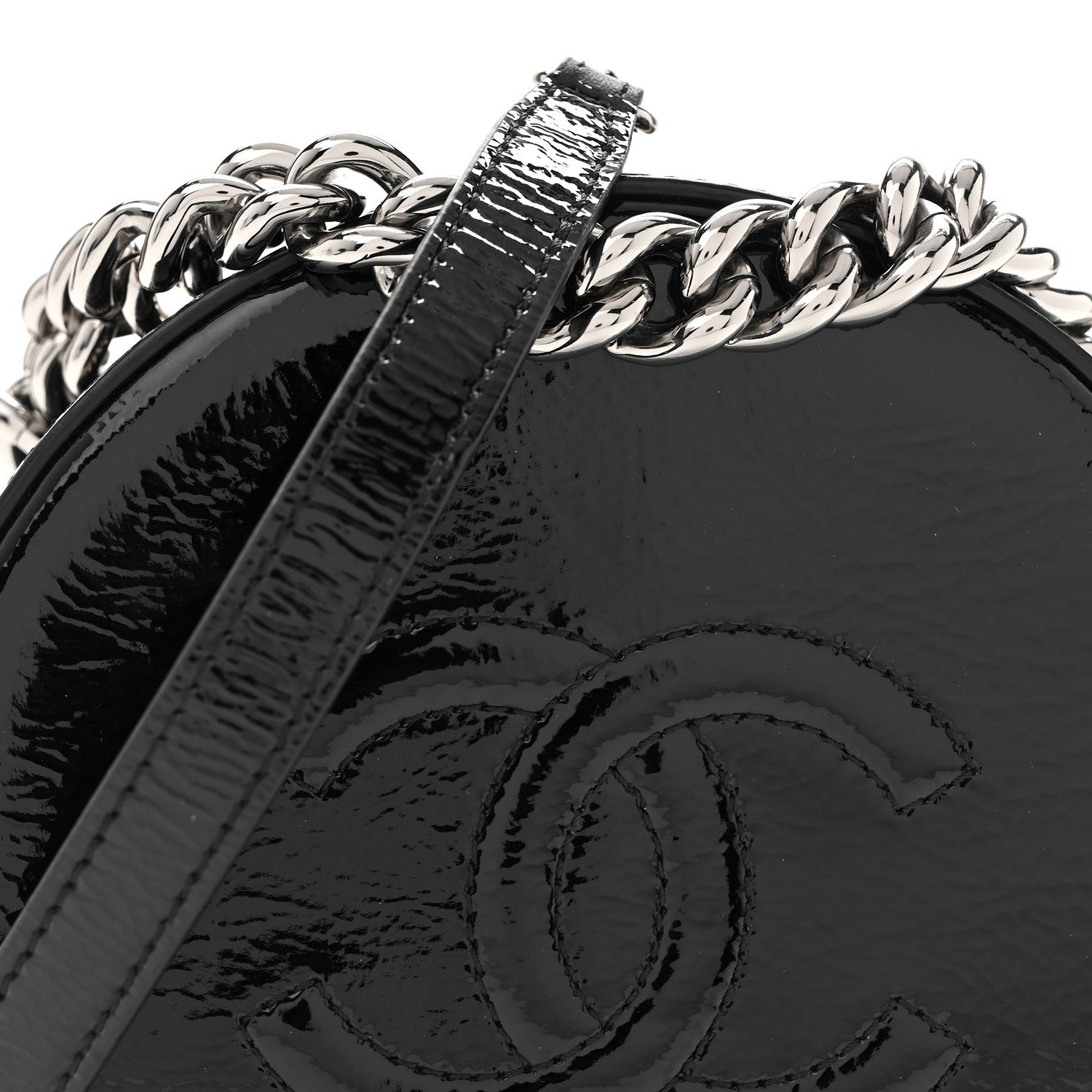 Patent Round As Earth Evening Bag Black