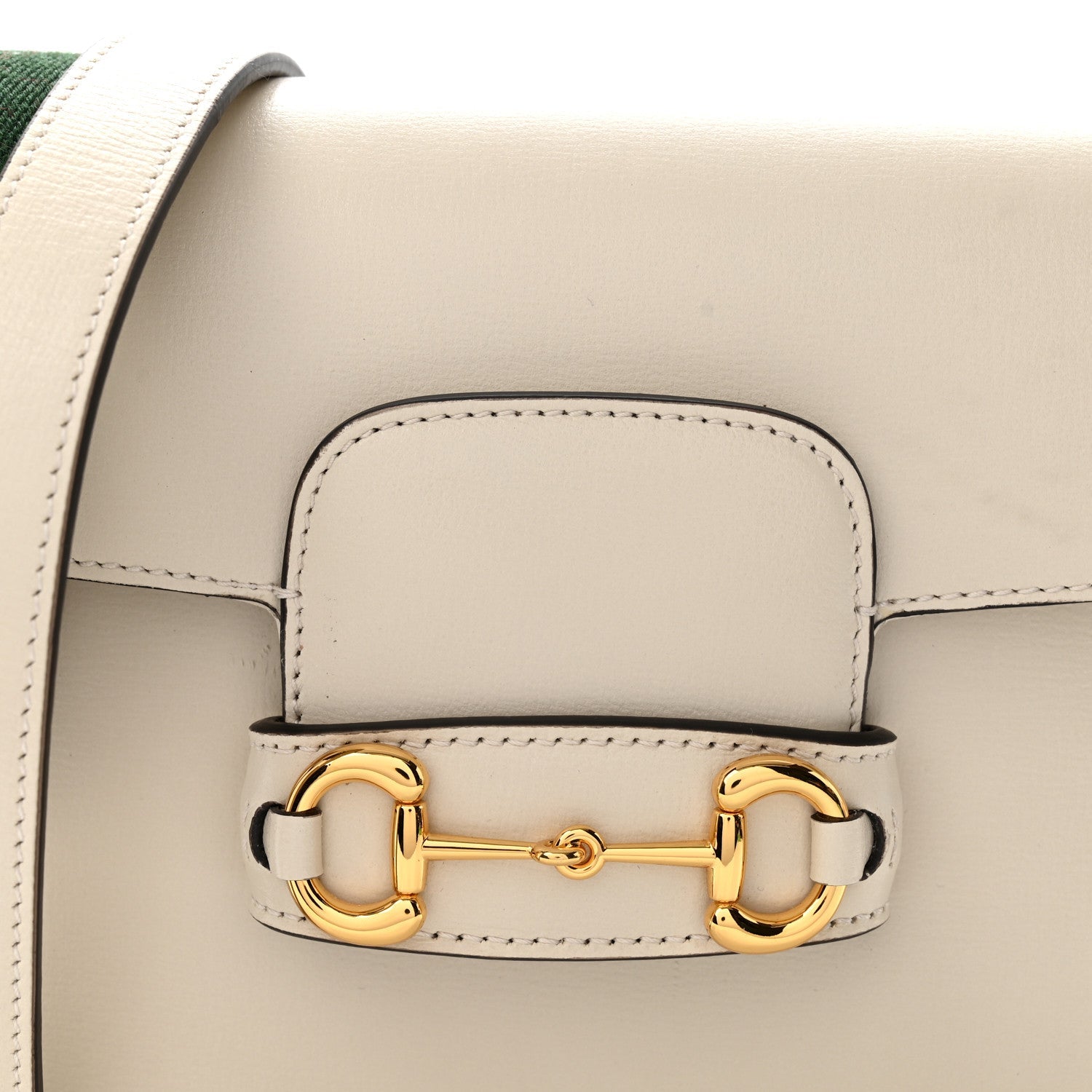 Azalea Calfskin Web Mini Horsebit 1955 Shoulder Bag Mystic White