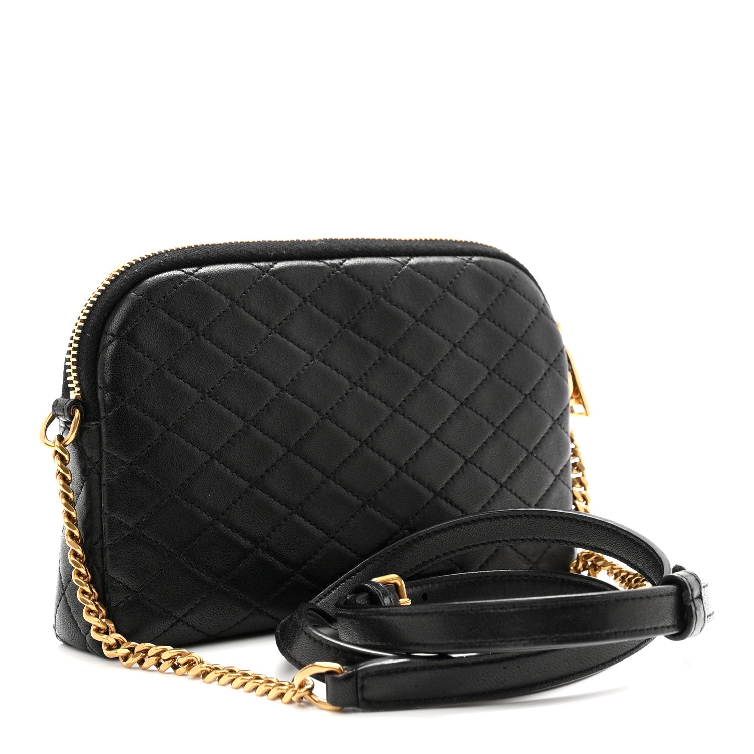 Lambskin Quilted Gaby Zipped Pouch Black