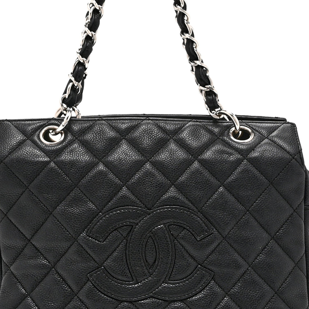 Caviar Quilted Petit Timeless Tote PTT Black