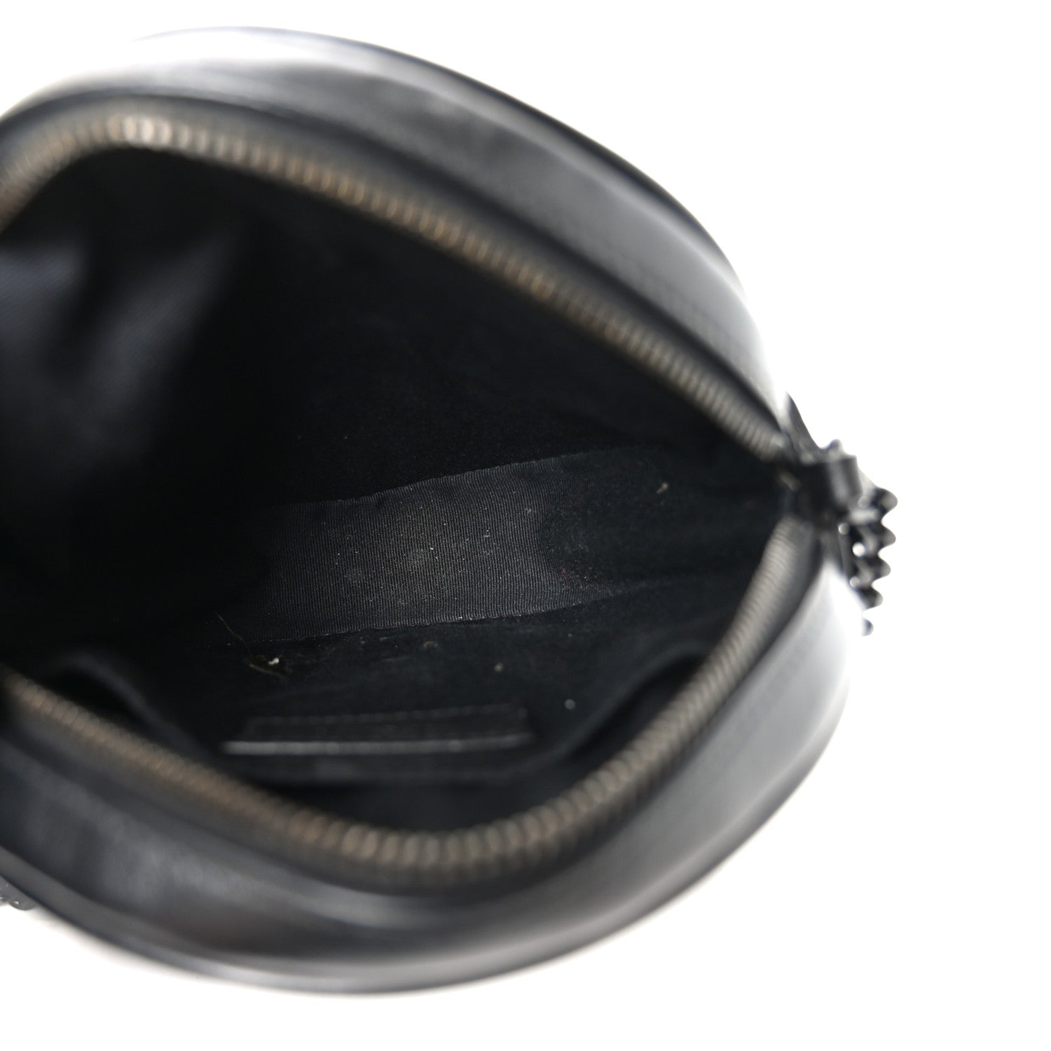 Calfskin Matelasse Chevron Round Vinyle Camera Bag Black