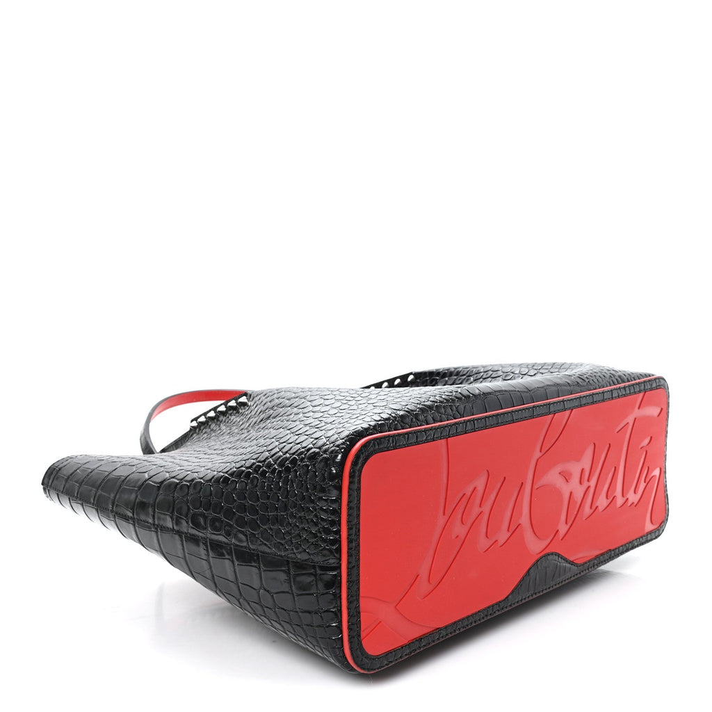 Calfskin Crocodile Embossed Spikes Large Cabarock Black