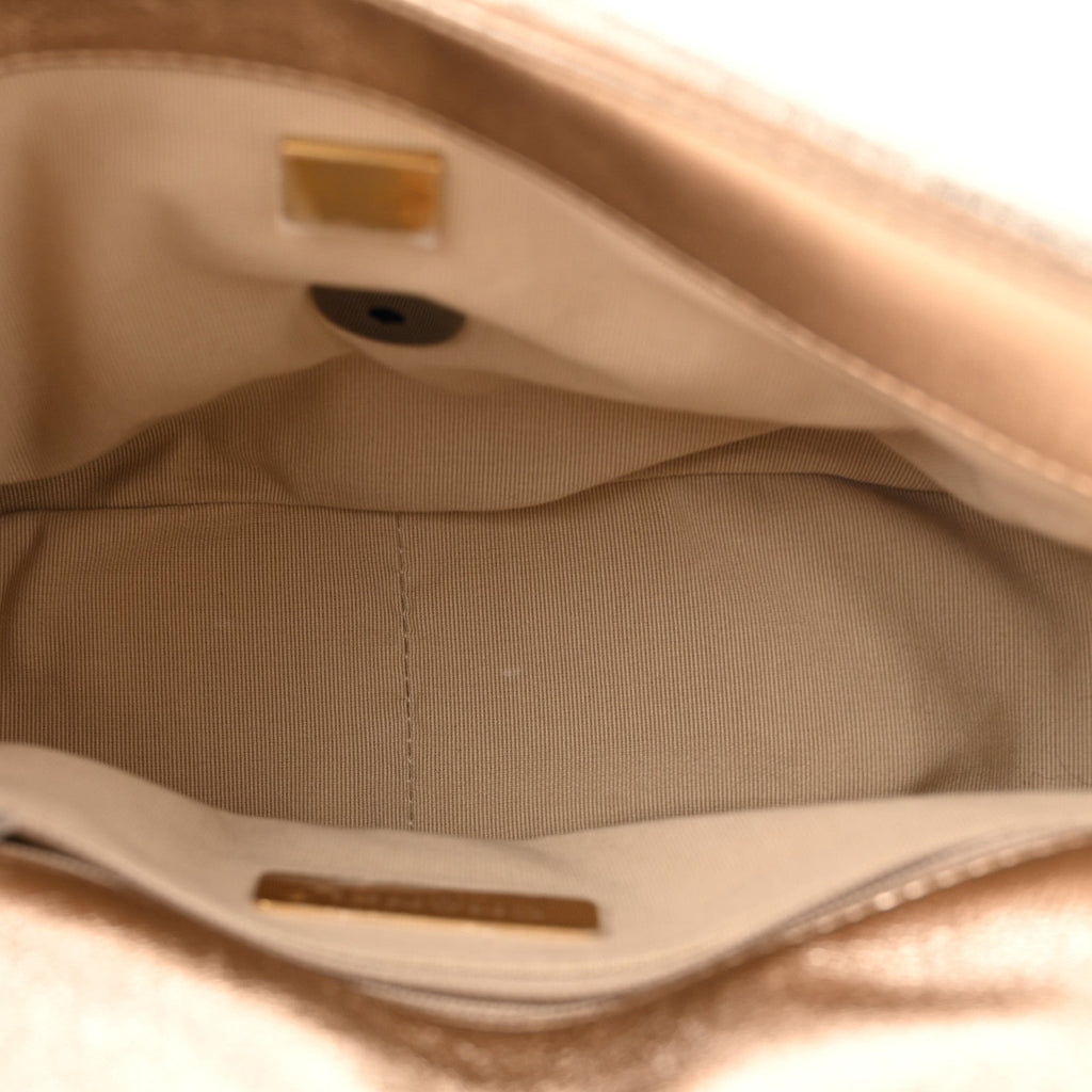Metallic Lambskin Quilted Medium Chanel 19 Flap Gold