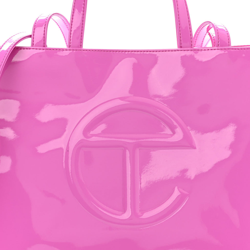 Patent Vegan Leather Medium Shopping Bag Pink