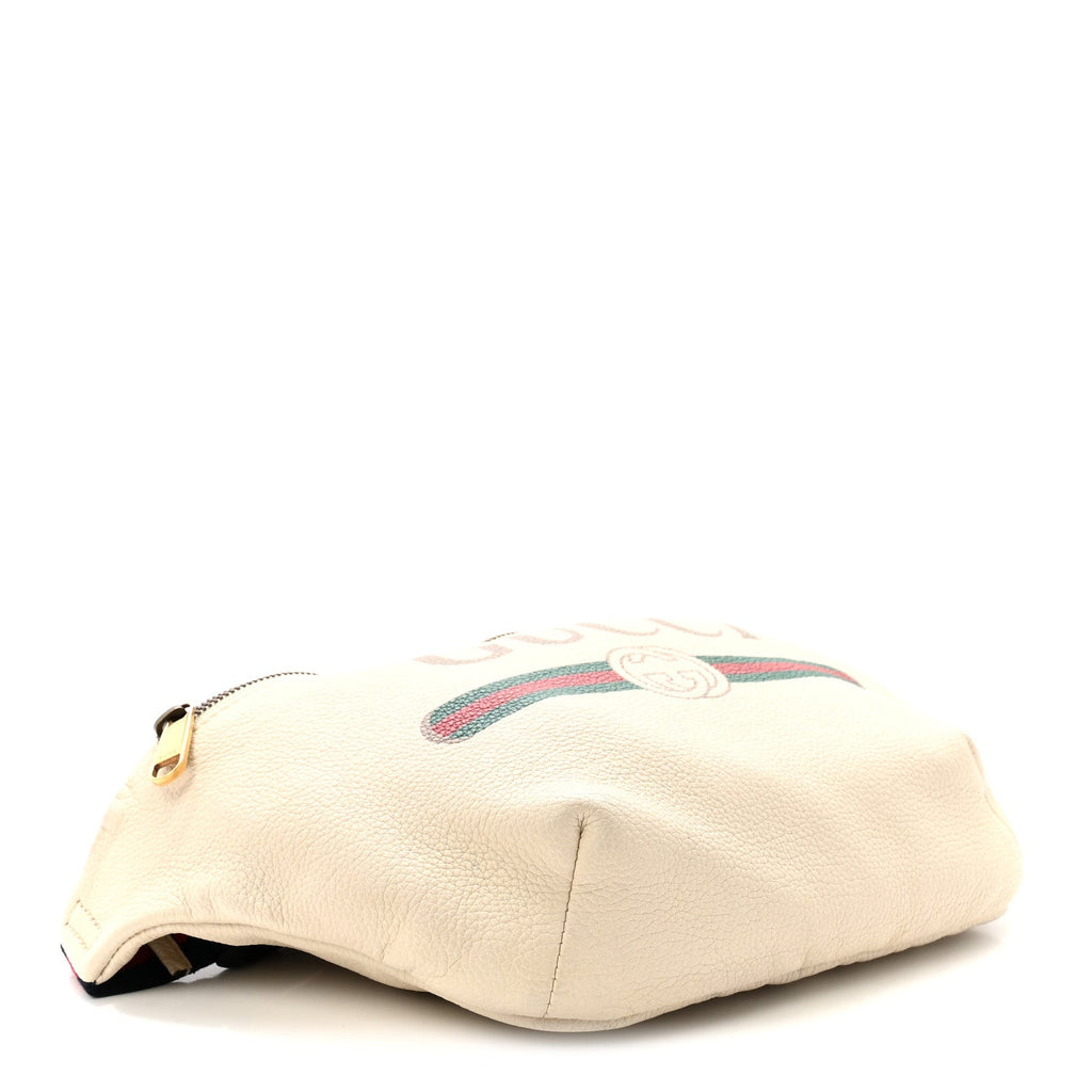 Grained Calfskin Logo Belt Bag White