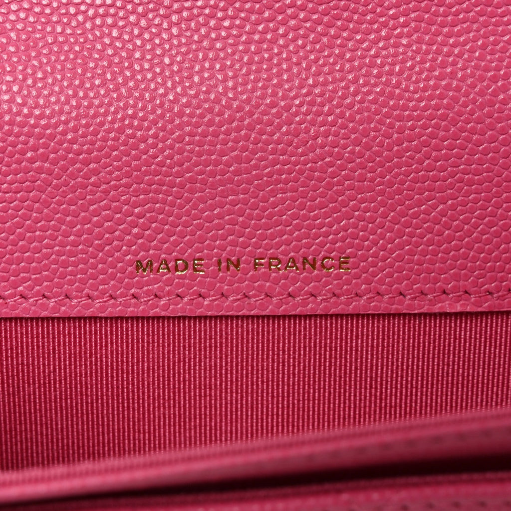 Caviar Quilted Flap Card Holder Wallet Pink