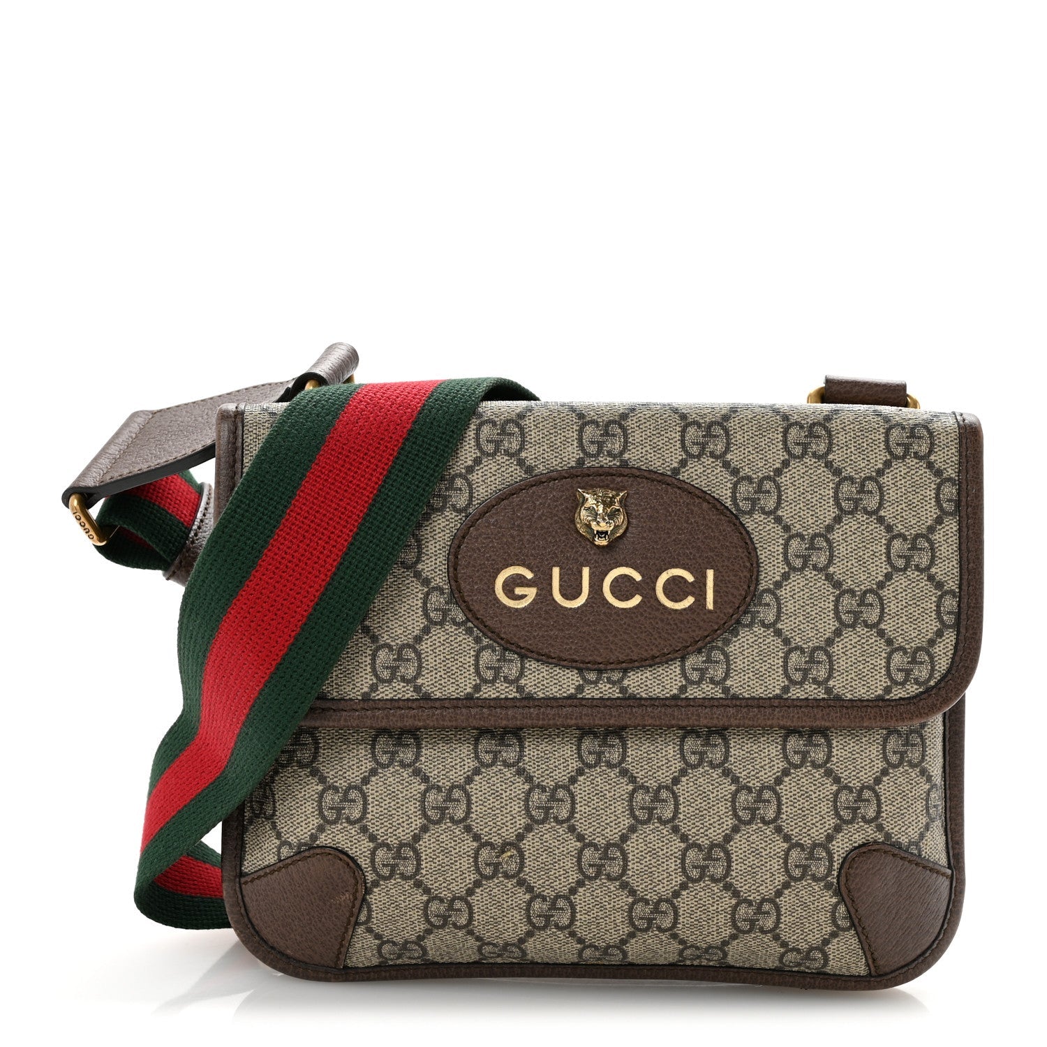 GG Supreme Monogram Web Small Neo Vintage Double Flap Messenger Bag Beige New Acero