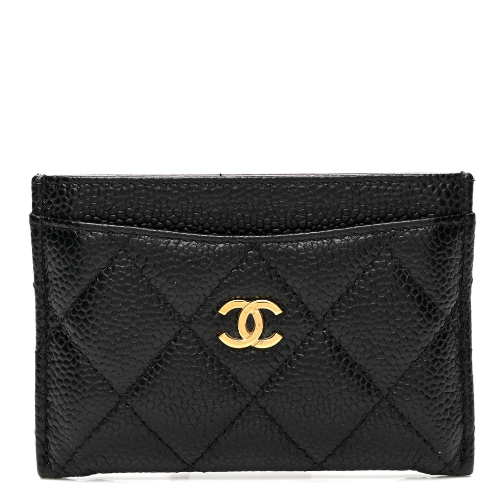 Caviar Quilted Card Holder Black