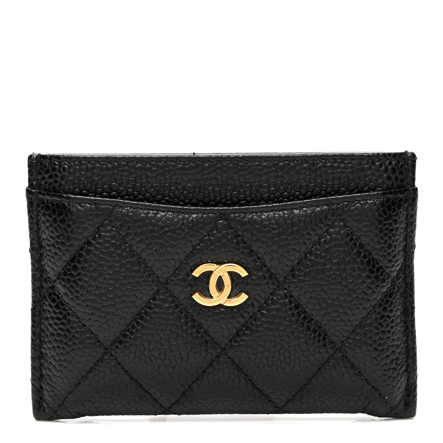 Caviar Quilted Card Holder Black