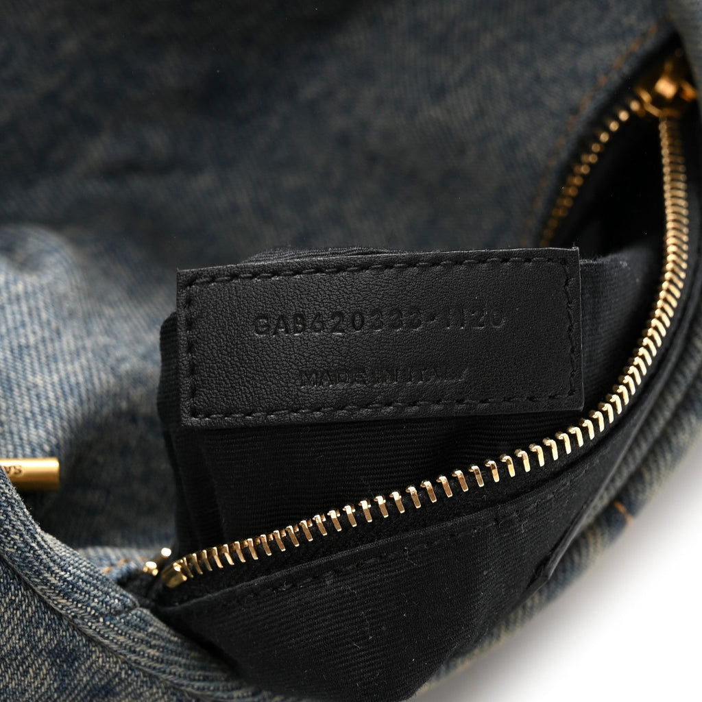 Denim Quilted Toy Loulou Puffer Monogram Chain Satchel Blue Black