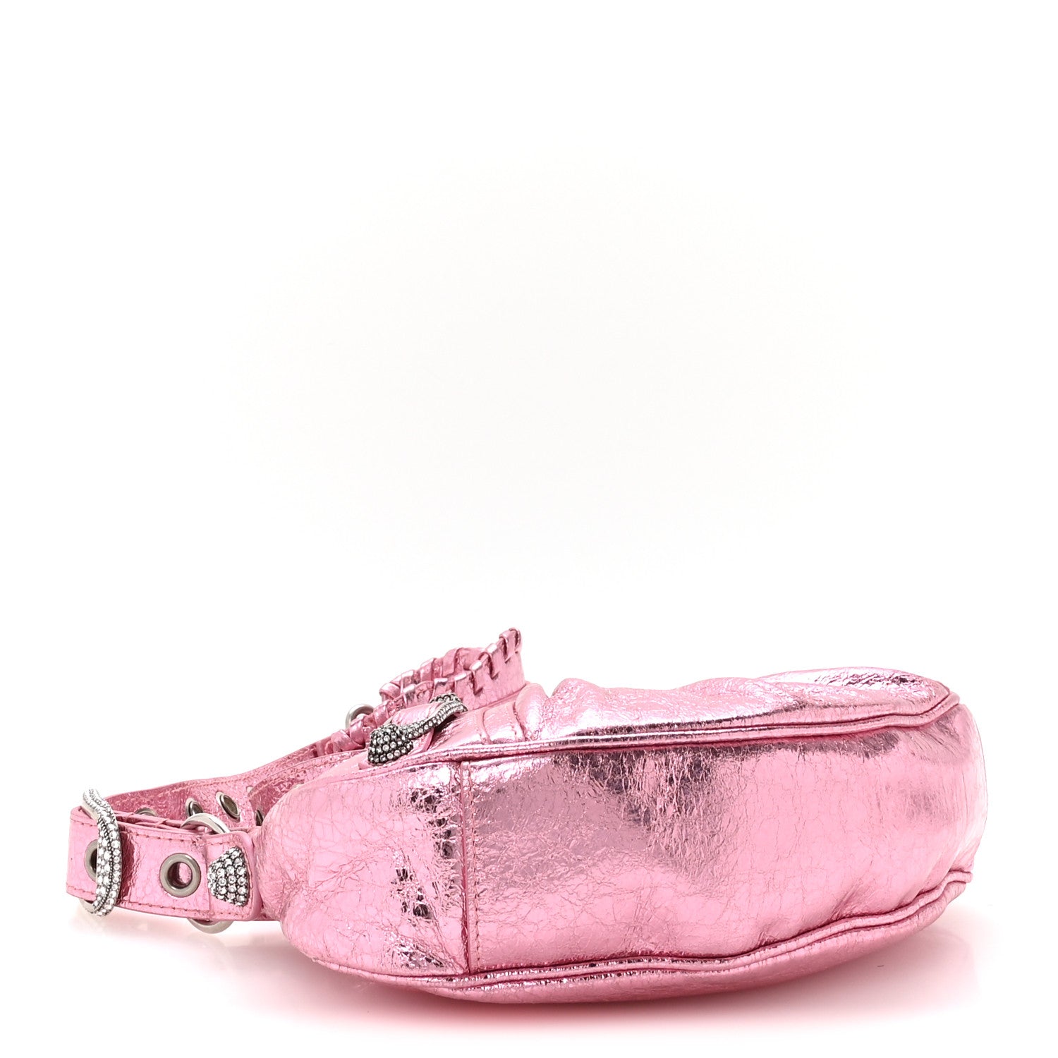 Metallic Agneau Arena Crystal Le Cagole Shoulder Bag XS Met Pink