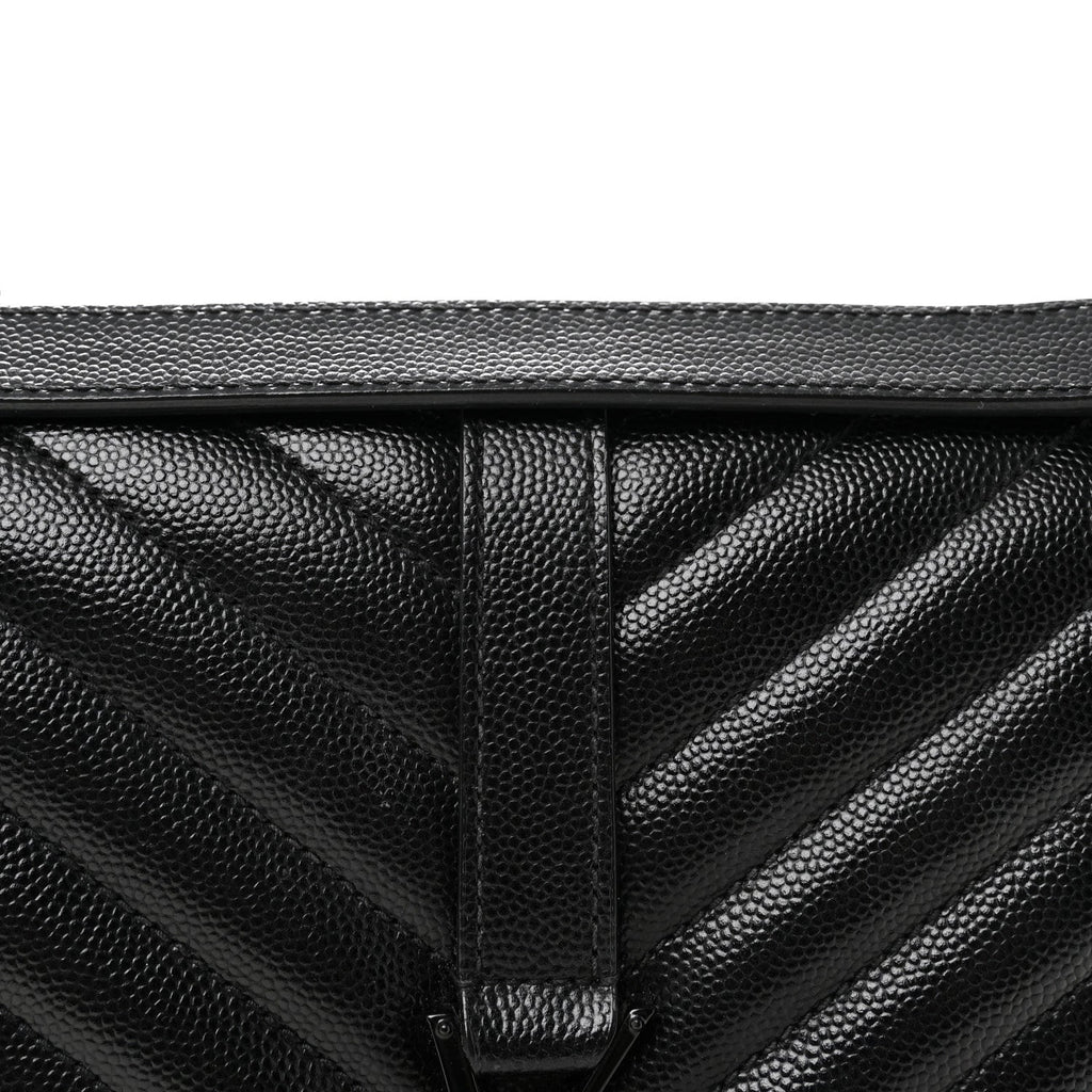Grain De Poudre Textured Mixed Matelasse Triquilt Medium Monogram Monochrome Satchel Black Black