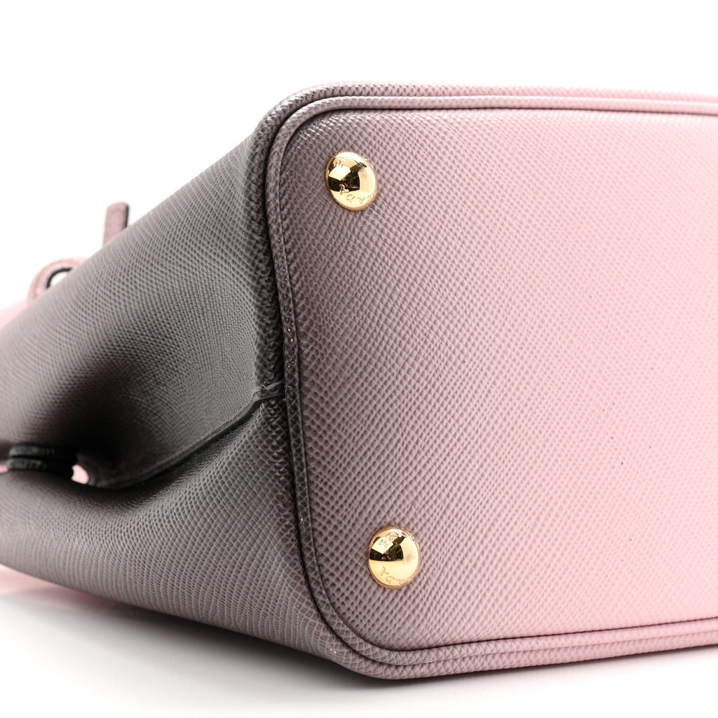 Saffiano Cuir Mini Double Bag Alabastro