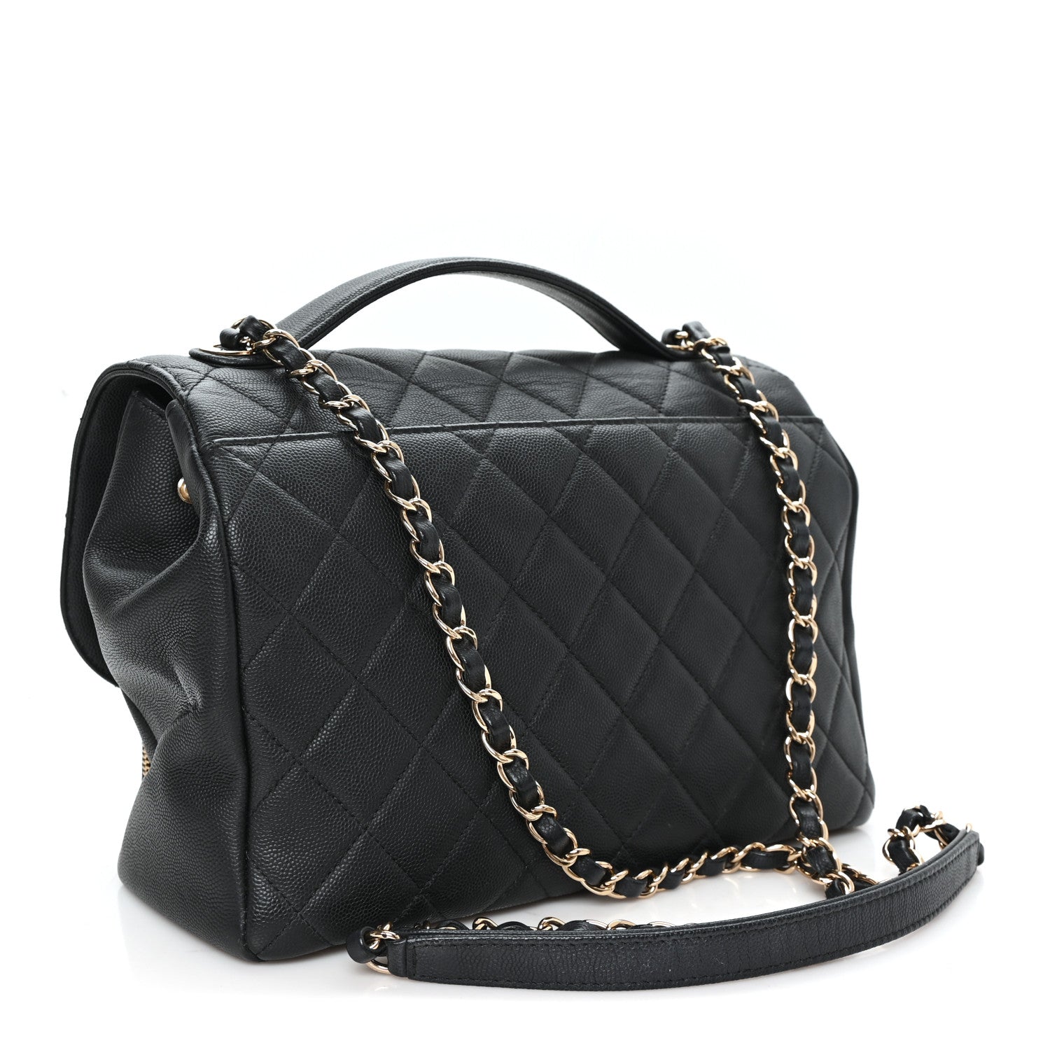 Caviar Quilted Large Business Affinity Flap Black