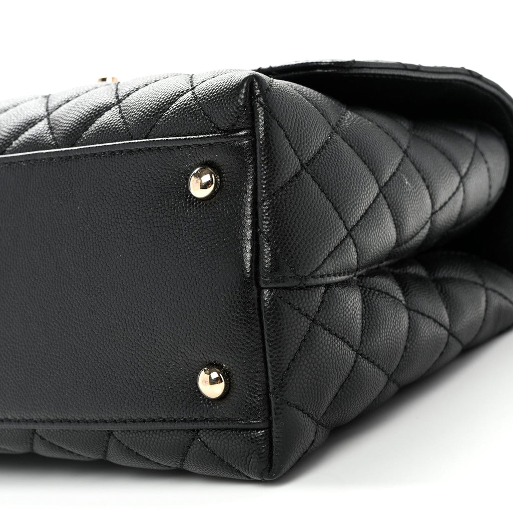 Caviar Quilted Small Coco Handle Flap Black