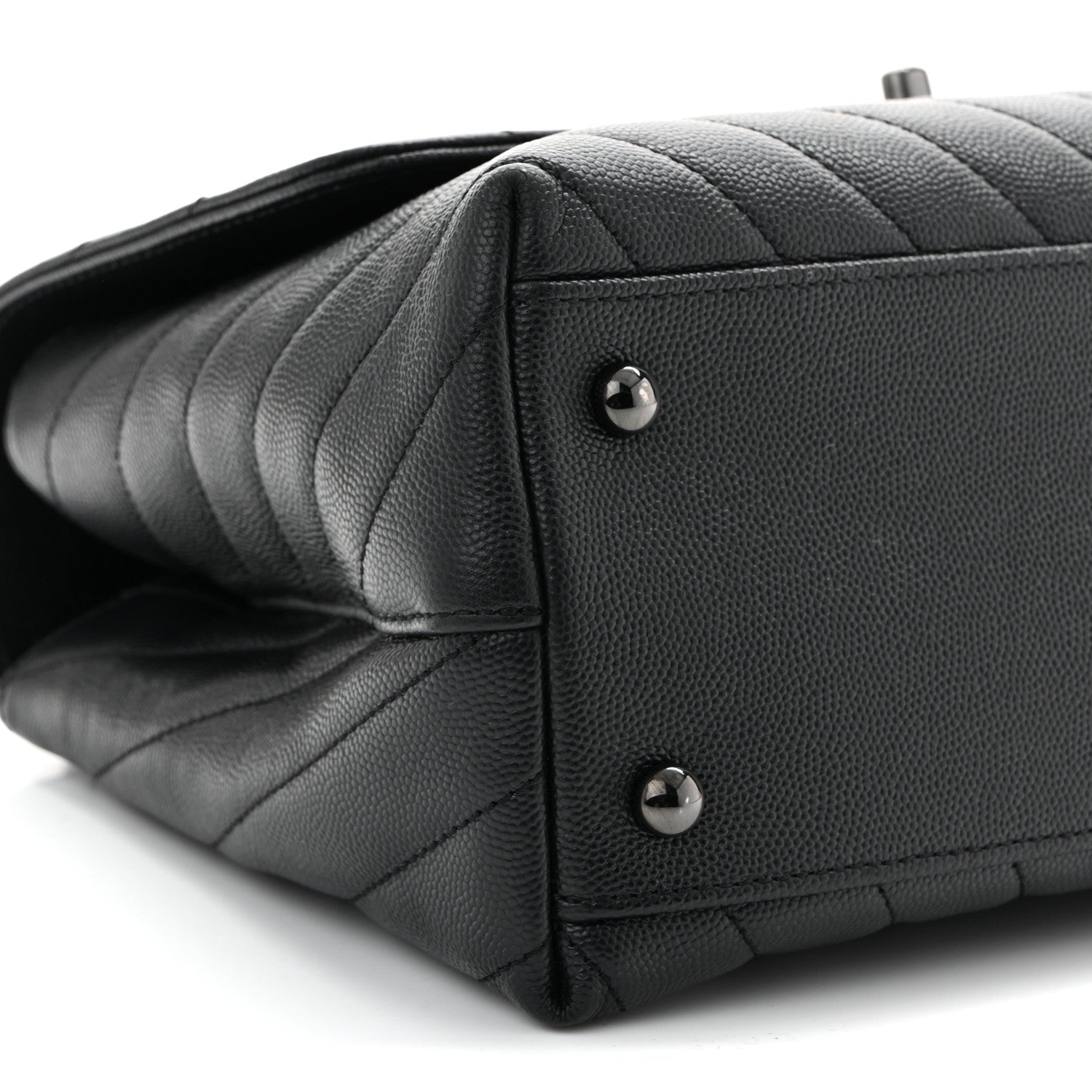 Caviar Chevron Quilted Small Coco Handle Flap So Black