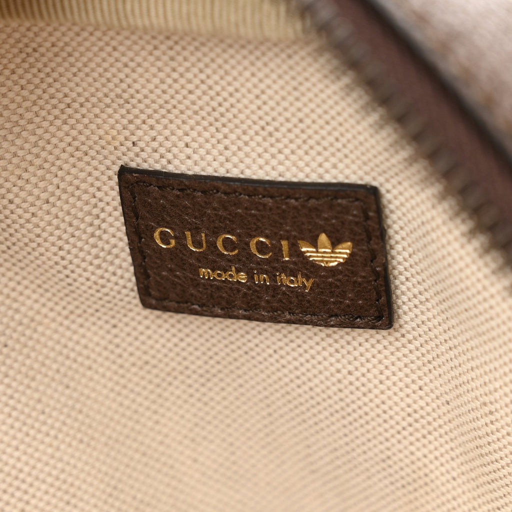 X ADIDAS Crystal Vintage Monogram Textured Dollar Calfskin Web Trefoil Logo Bag Mid Natural Nut Off White New Acero