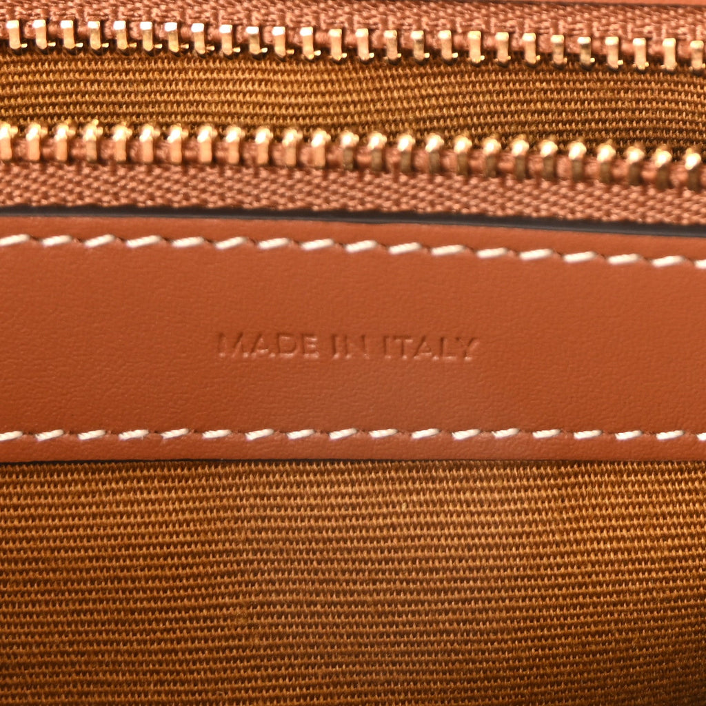 Triomphe Canvas Calfskin Boston Bag Tan