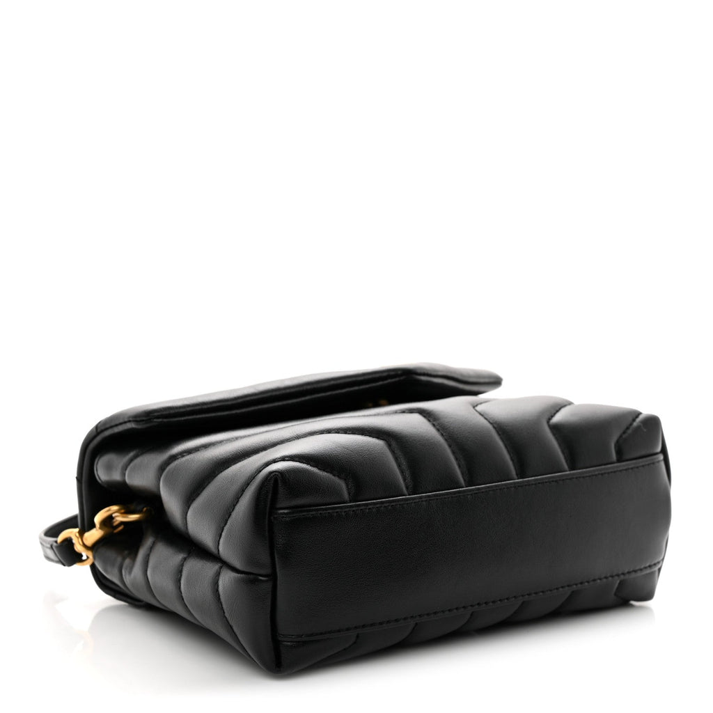 Calfskin Y Quilted Monogram Toy Loulou Crossbody Bag Black