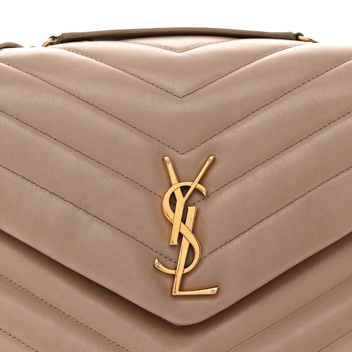 Calfskin Y Quilted Monogram Medium Loulou Chain Satchel Dark Beige