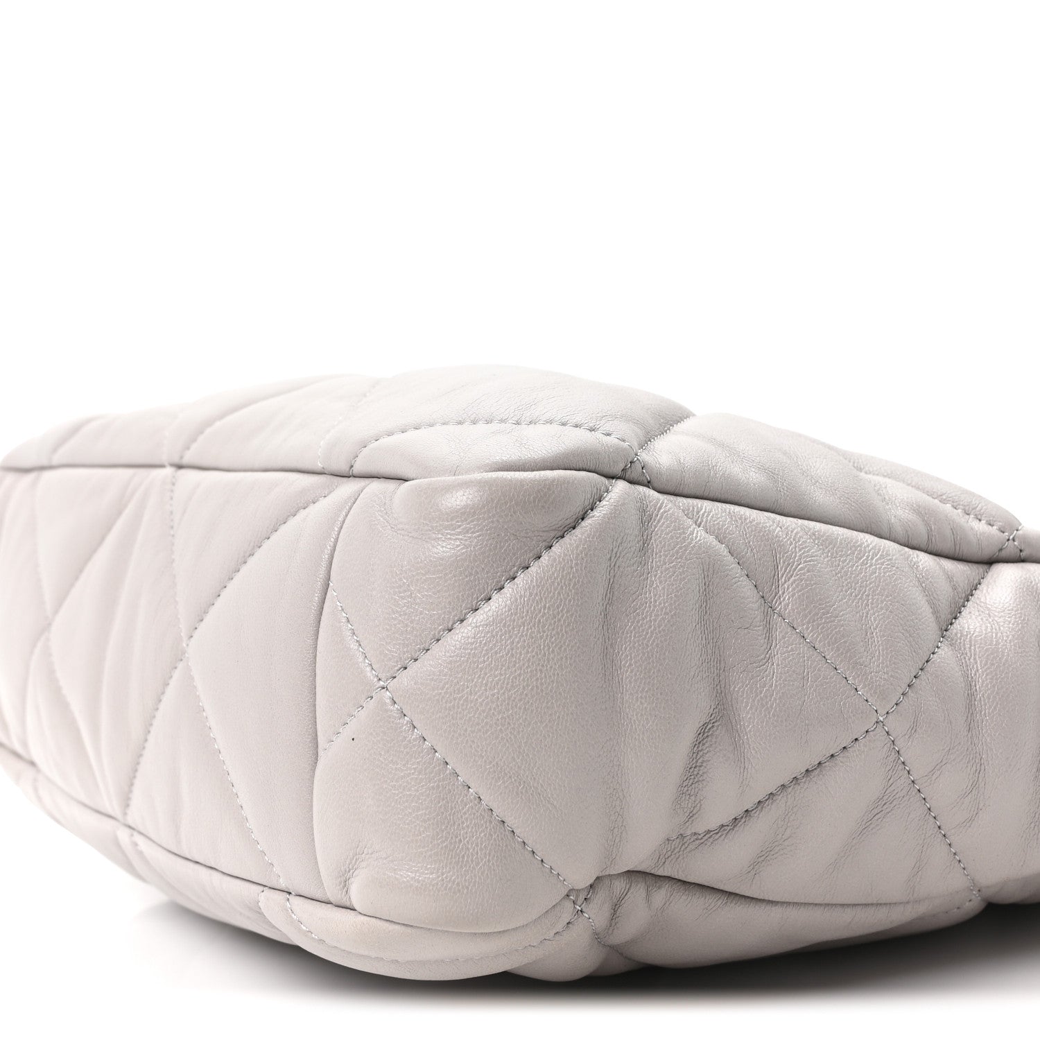 Lambskin Quilted Chanel 19 Shopping Bag Grey