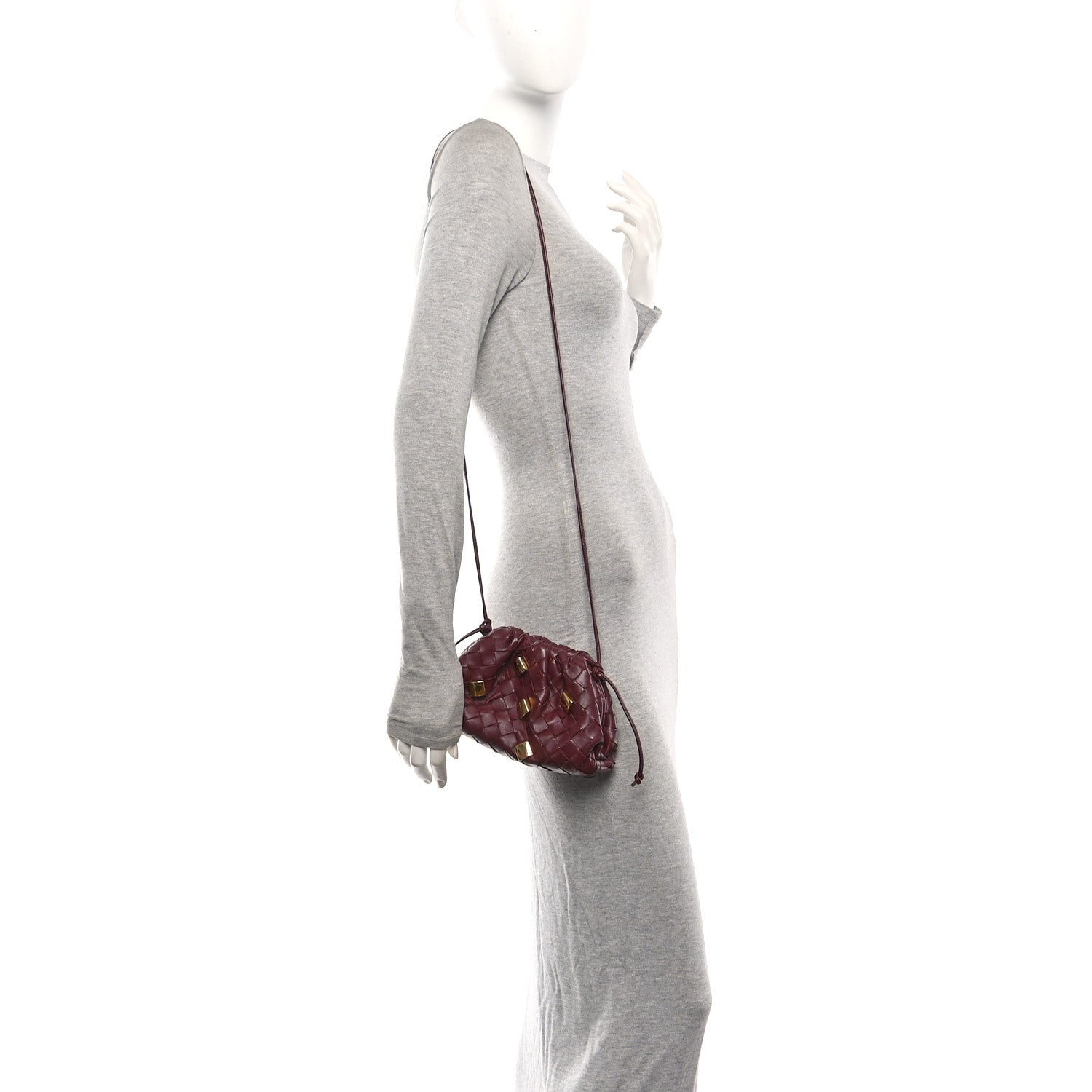 Nappa Intrecciato Studded The Mini Pouch Barolo