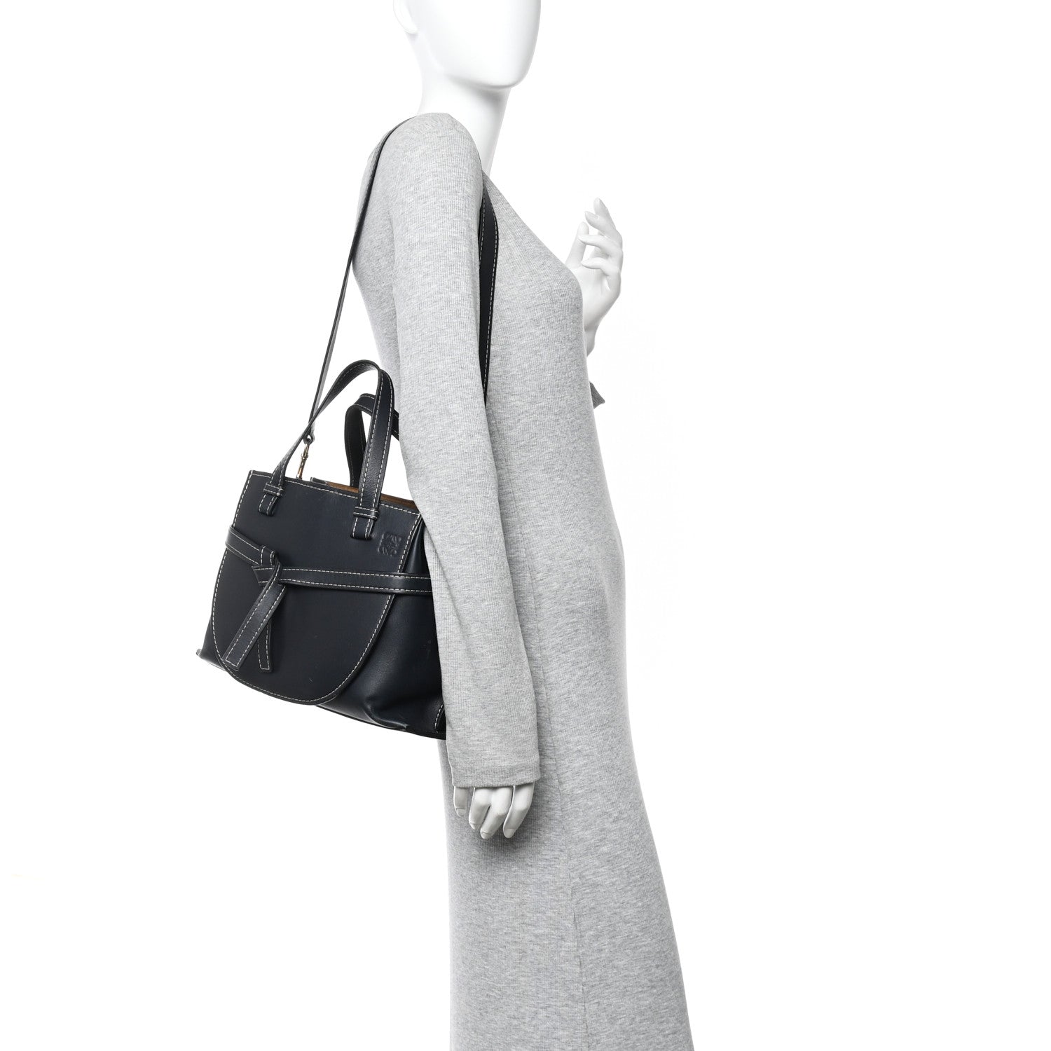 Calfskin Small Gate Tote Midnight Blue