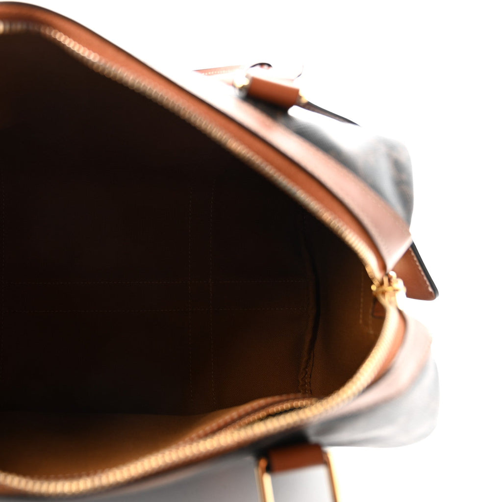 Triomphe Canvas Calfskin Boston Bag Tan