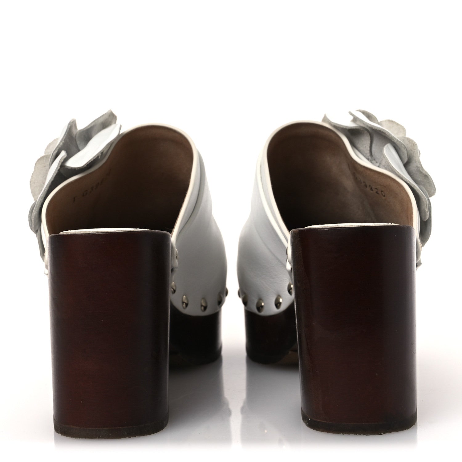 Calfskin Camellia Clogs 35 White