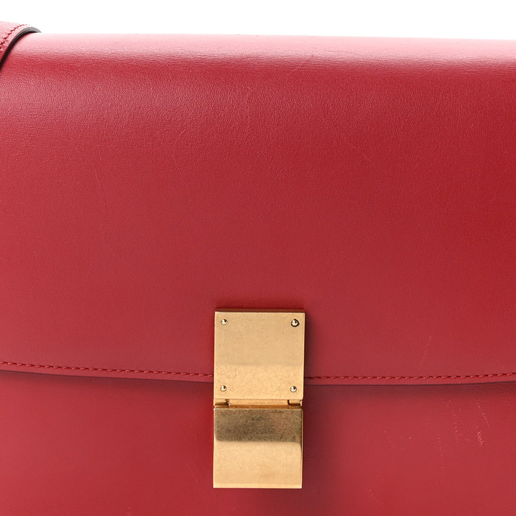 Box Calfskin Medium Classic Box Flap Bag Red Red