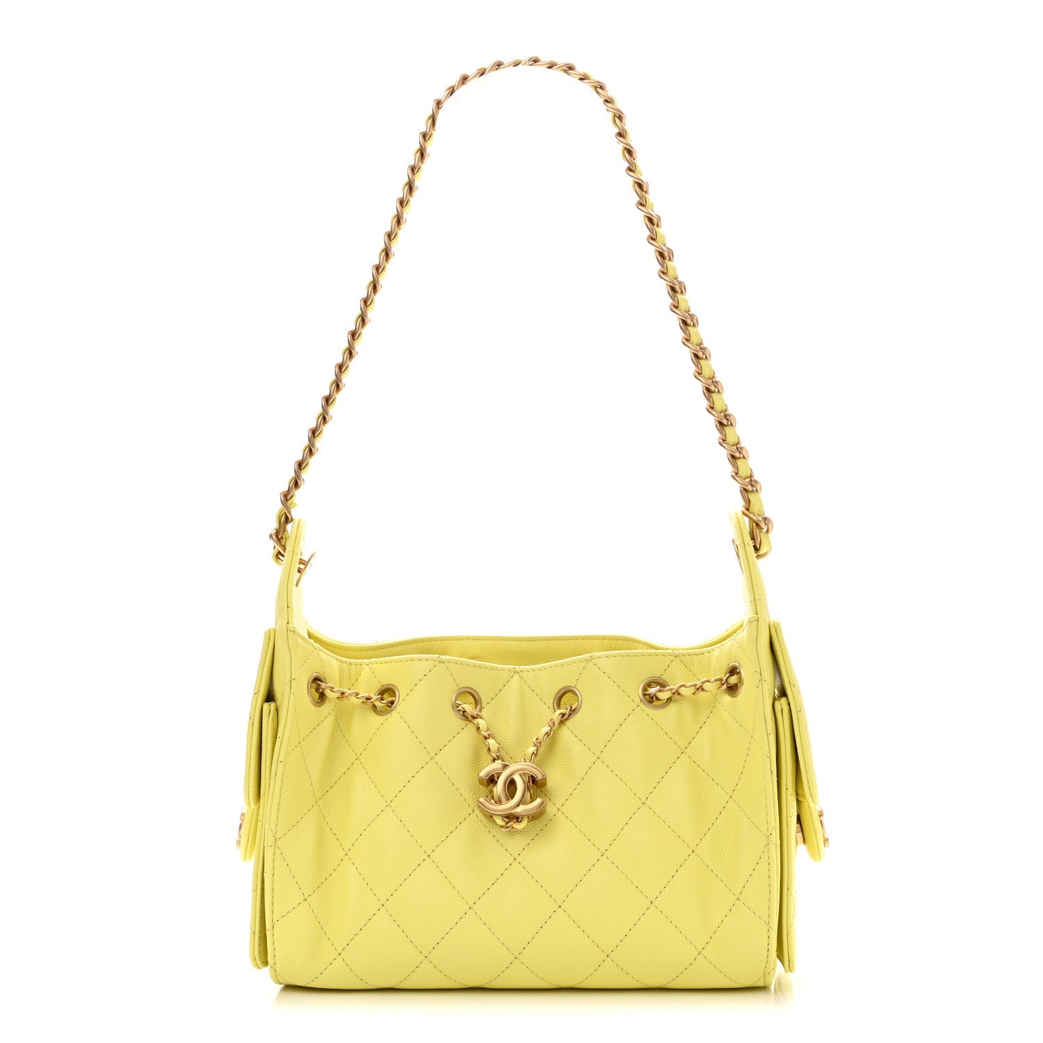 Caviar Quilted Mini Chanel 25 Handbag Yellow