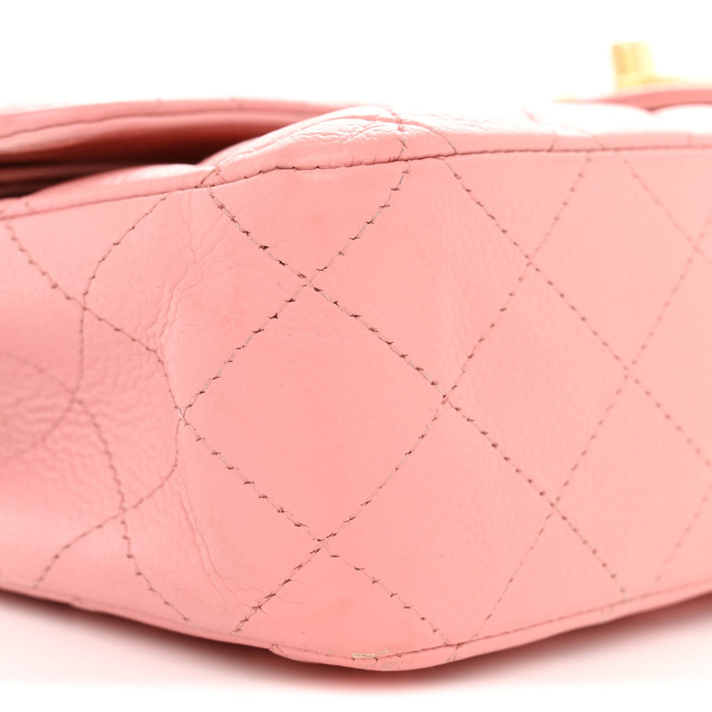 Caviar Quilted Medium Double Flap Pink