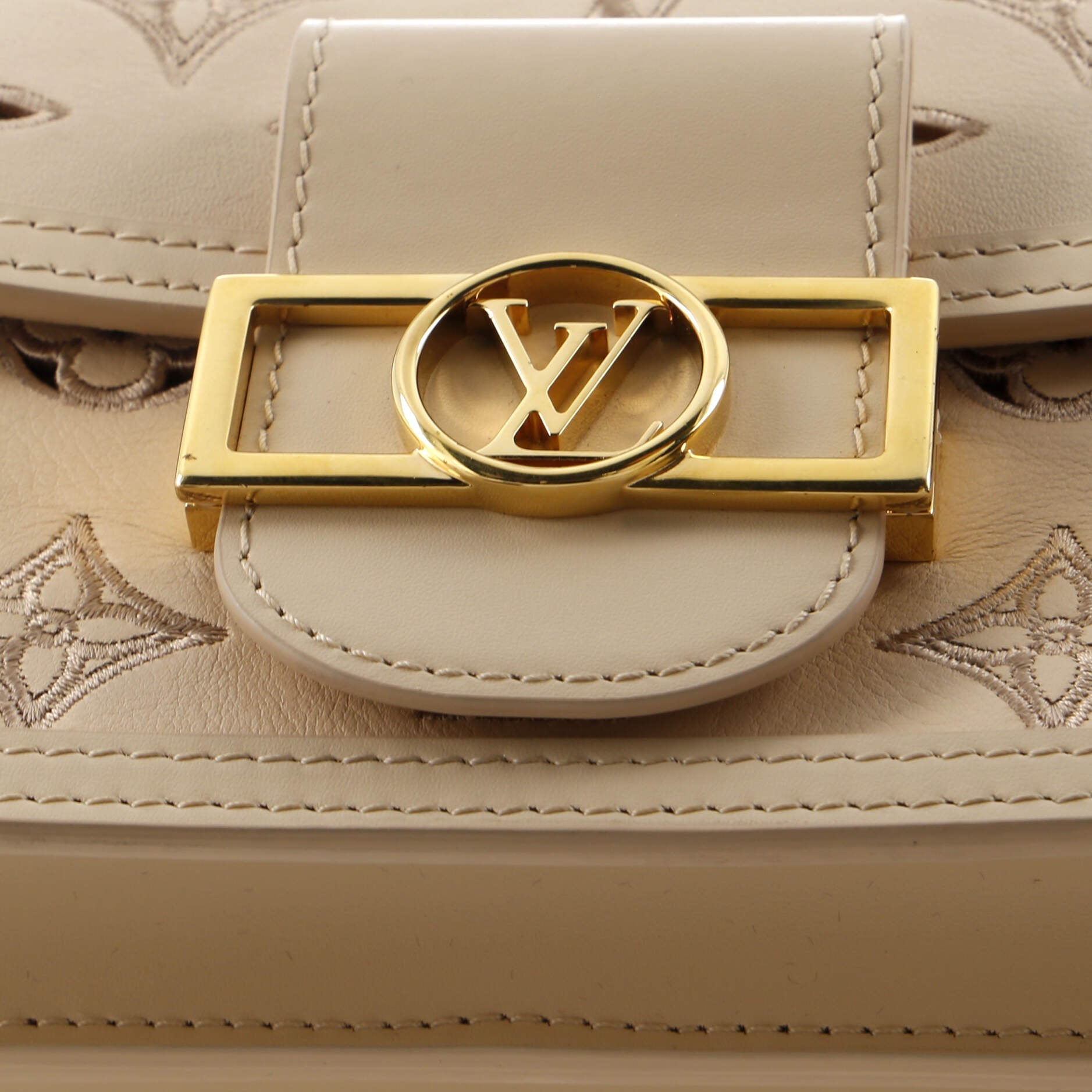 Louis Vuitton Dauphine Shoulder Bag Monogram Cutout Broderie Leather East West