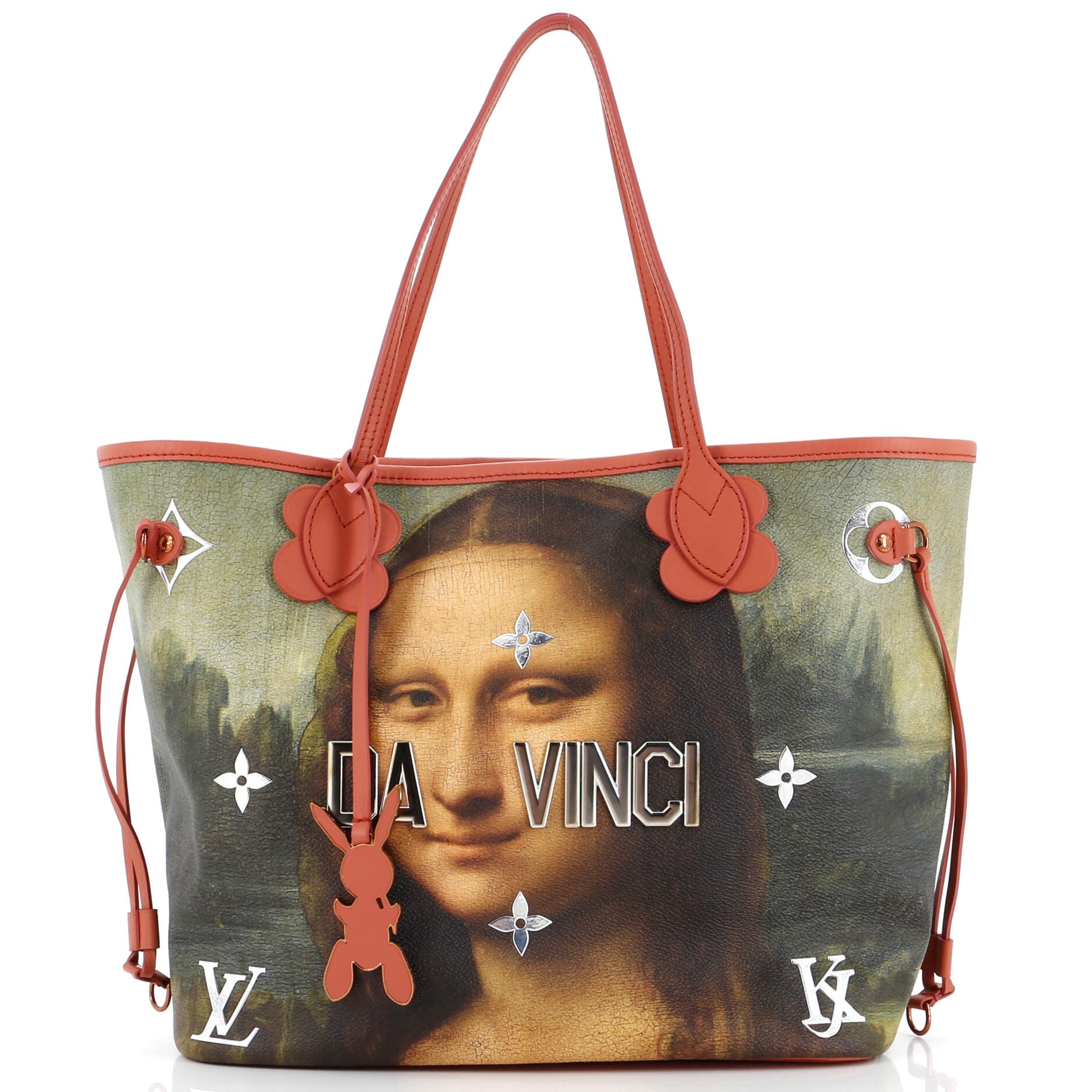 Louis Vuitton Neverfull NM Tote Limited Edition Jeff Koons Da Vinci Print Canvas MM