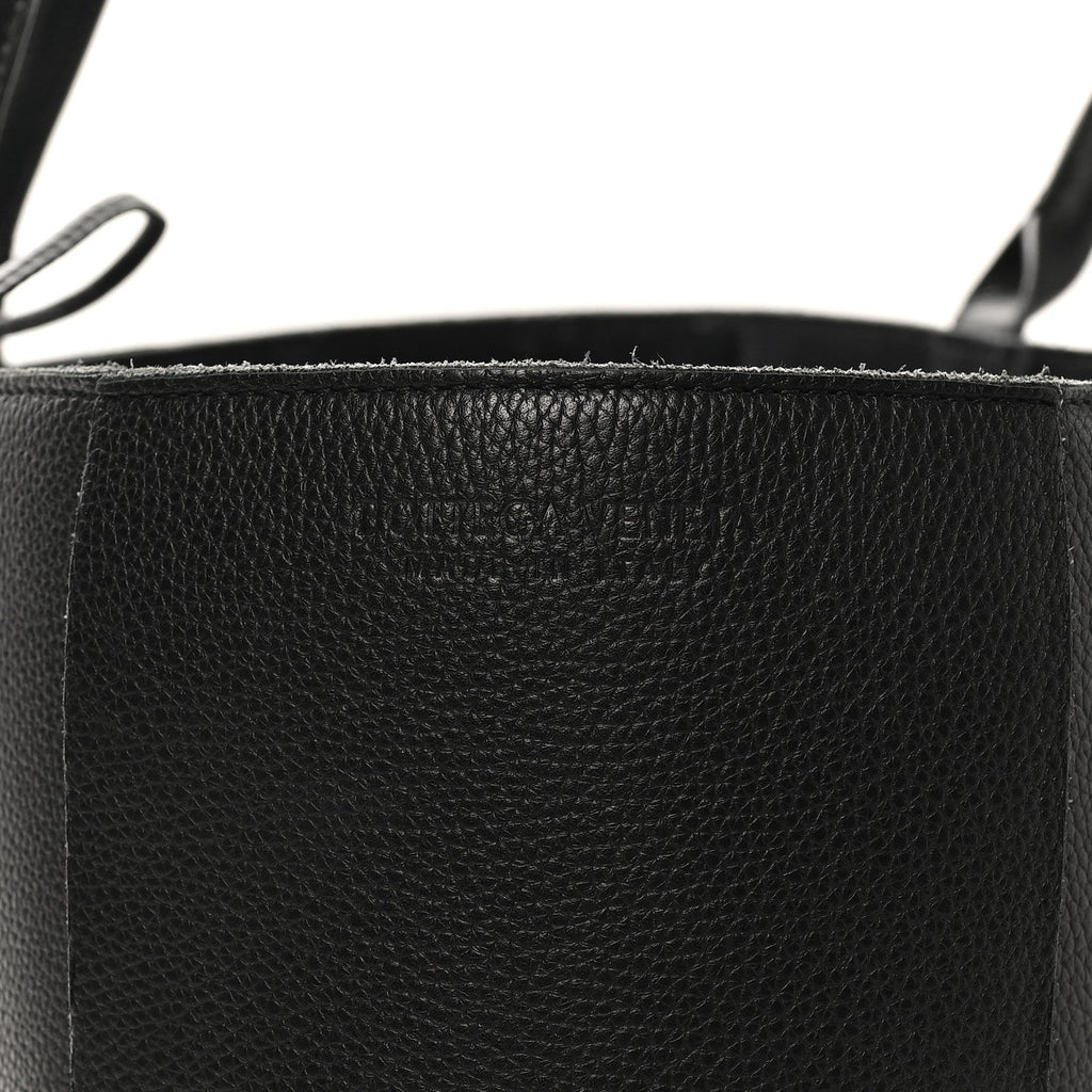 Grained Calfskin Maxi Intrecciato Medium Arco Tote Black