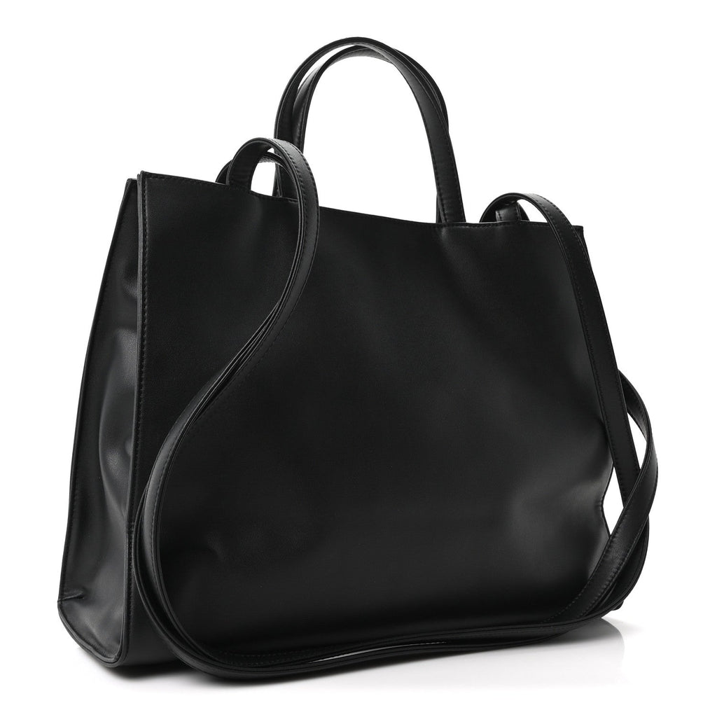 Vegan Leather Medium Shopping Bag Black