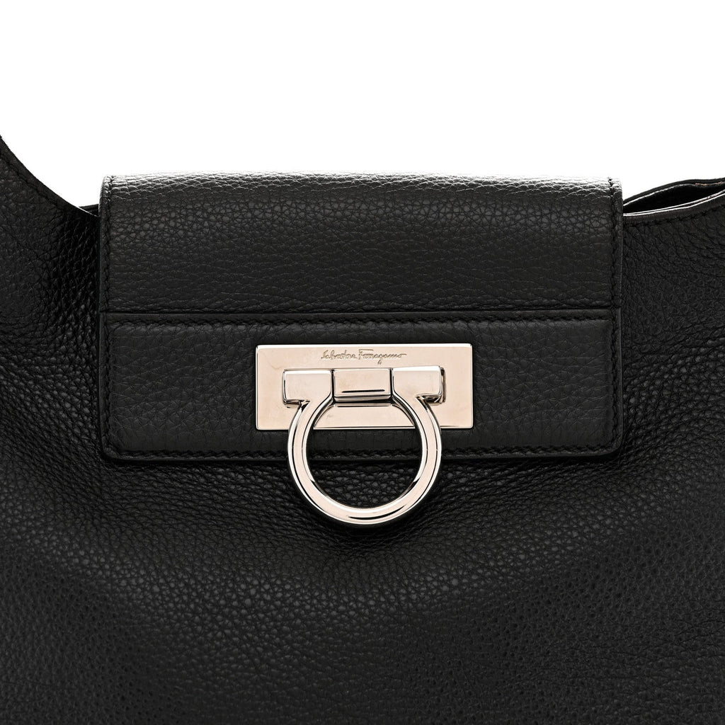 Calfskin Fanisa Gancini Large Hobo Black
