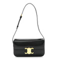 Shiny Calfskin Triomphe Shoulder Bag Black