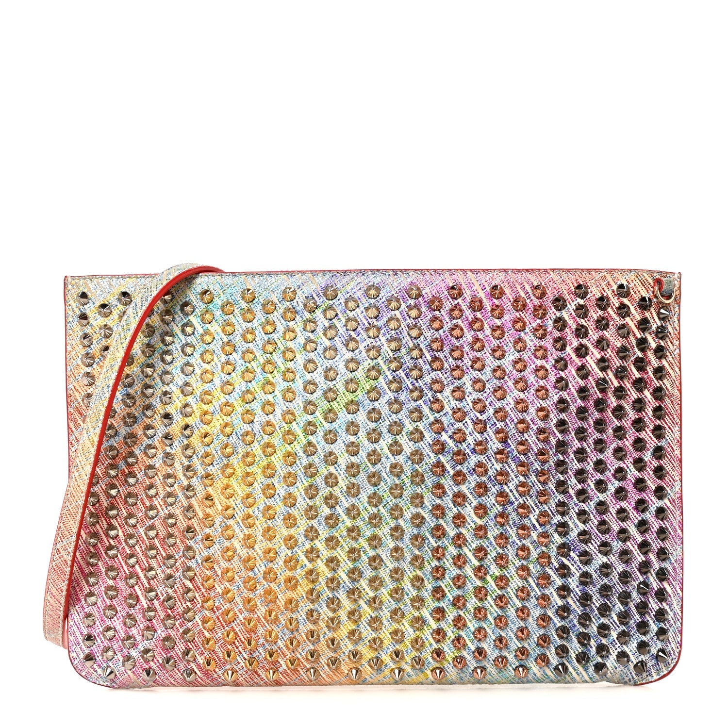 Metallic Suede Unicorn Studded Loubiclutch Multicolor