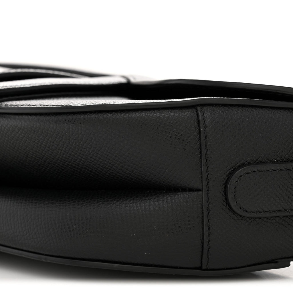 Grained Calfskin Saddle Bag Black