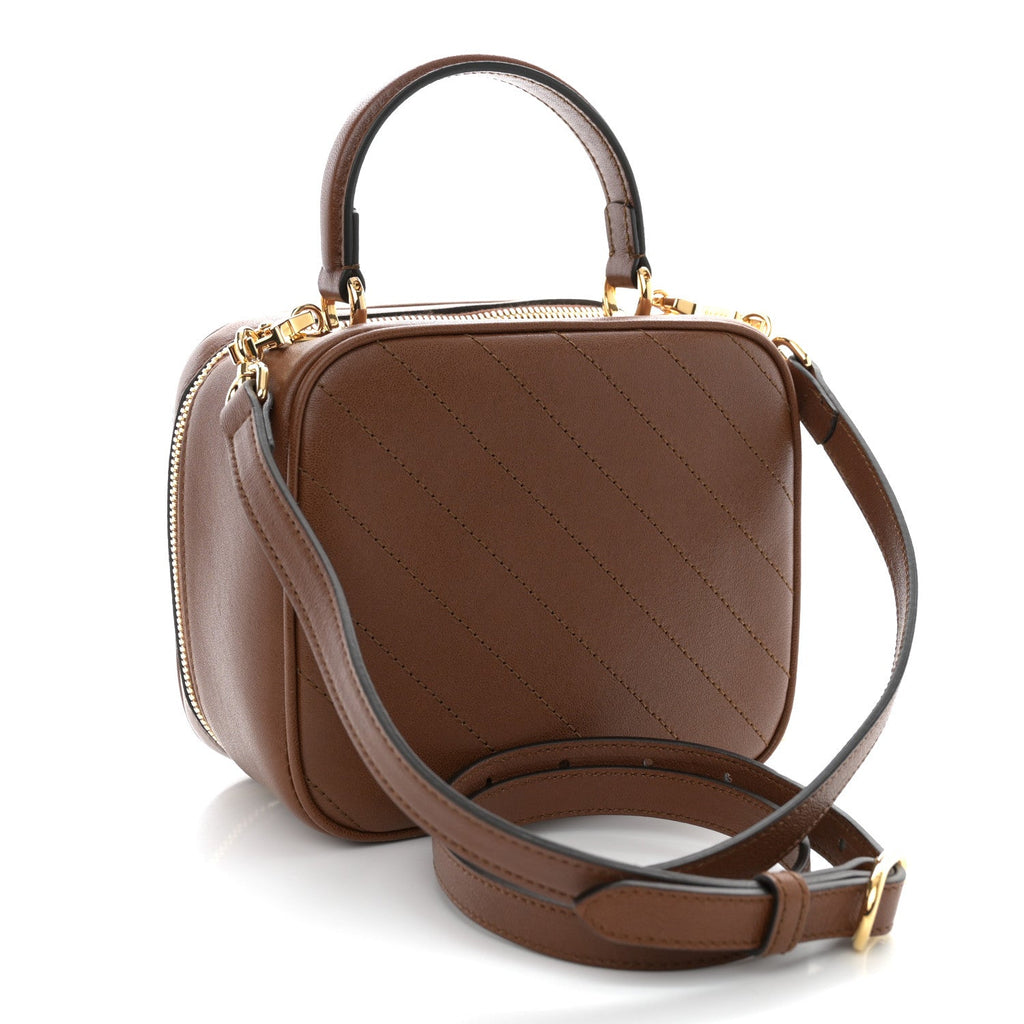 Sakai Be Green Calfskin Diagonal Stitched Blondie Top Handle Bag Cuir