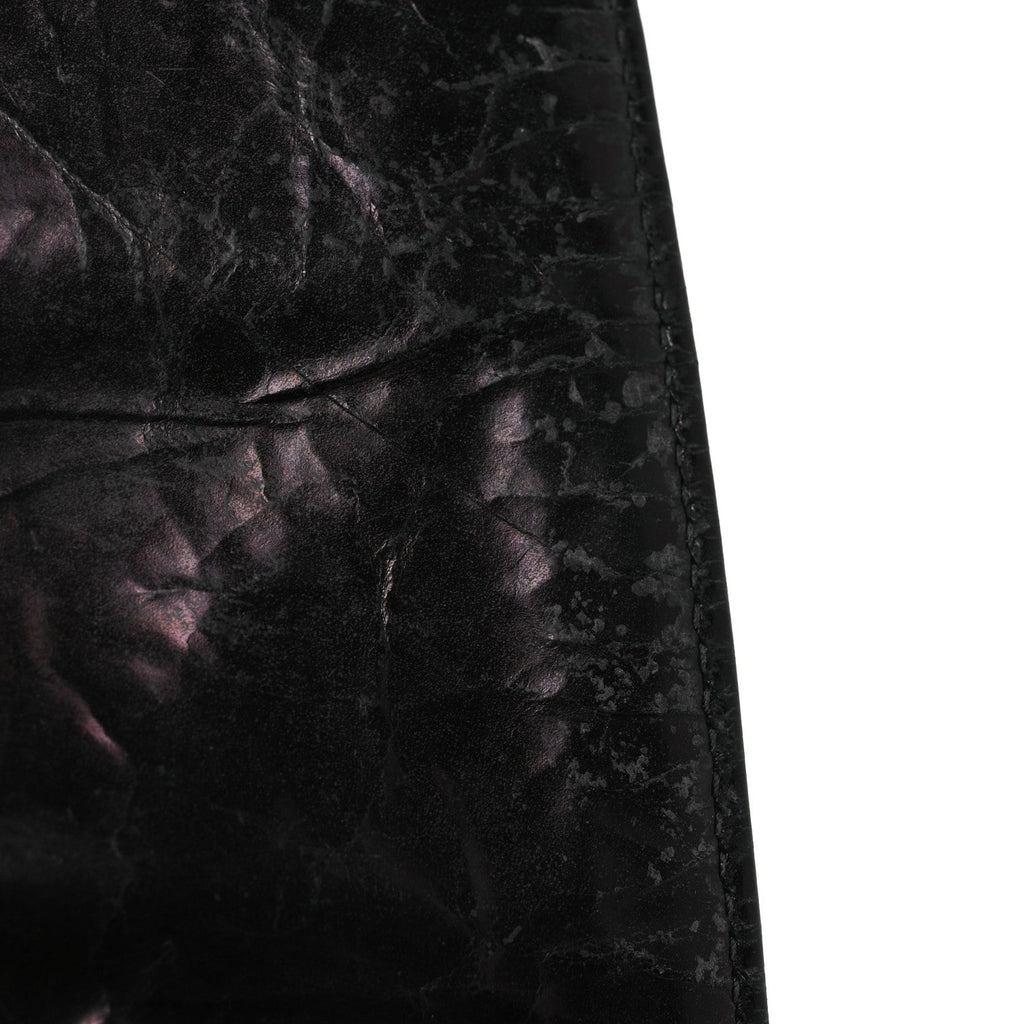Glazed Calfskin Quilted Rita Top Handle Flap Black