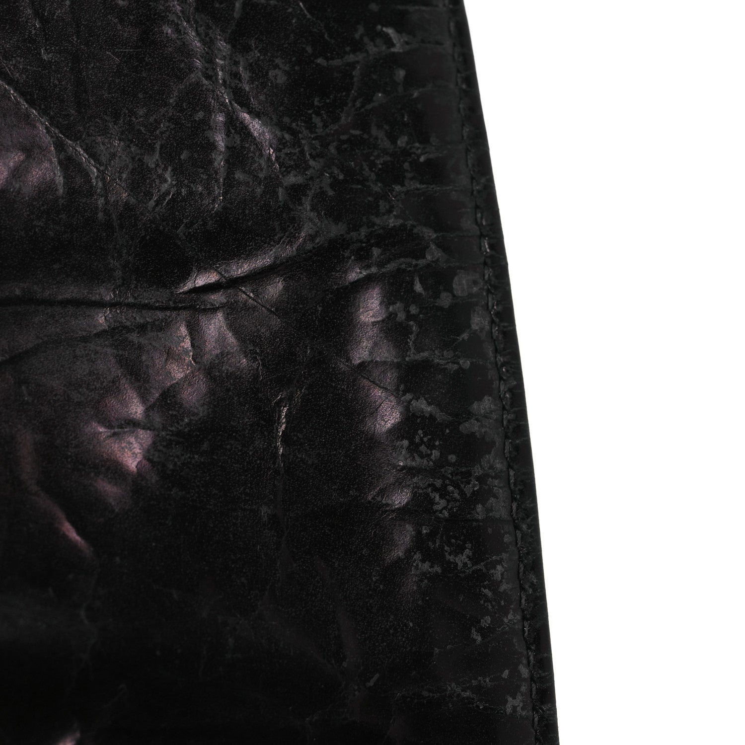Glazed Calfskin Quilted Rita Top Handle Flap Black