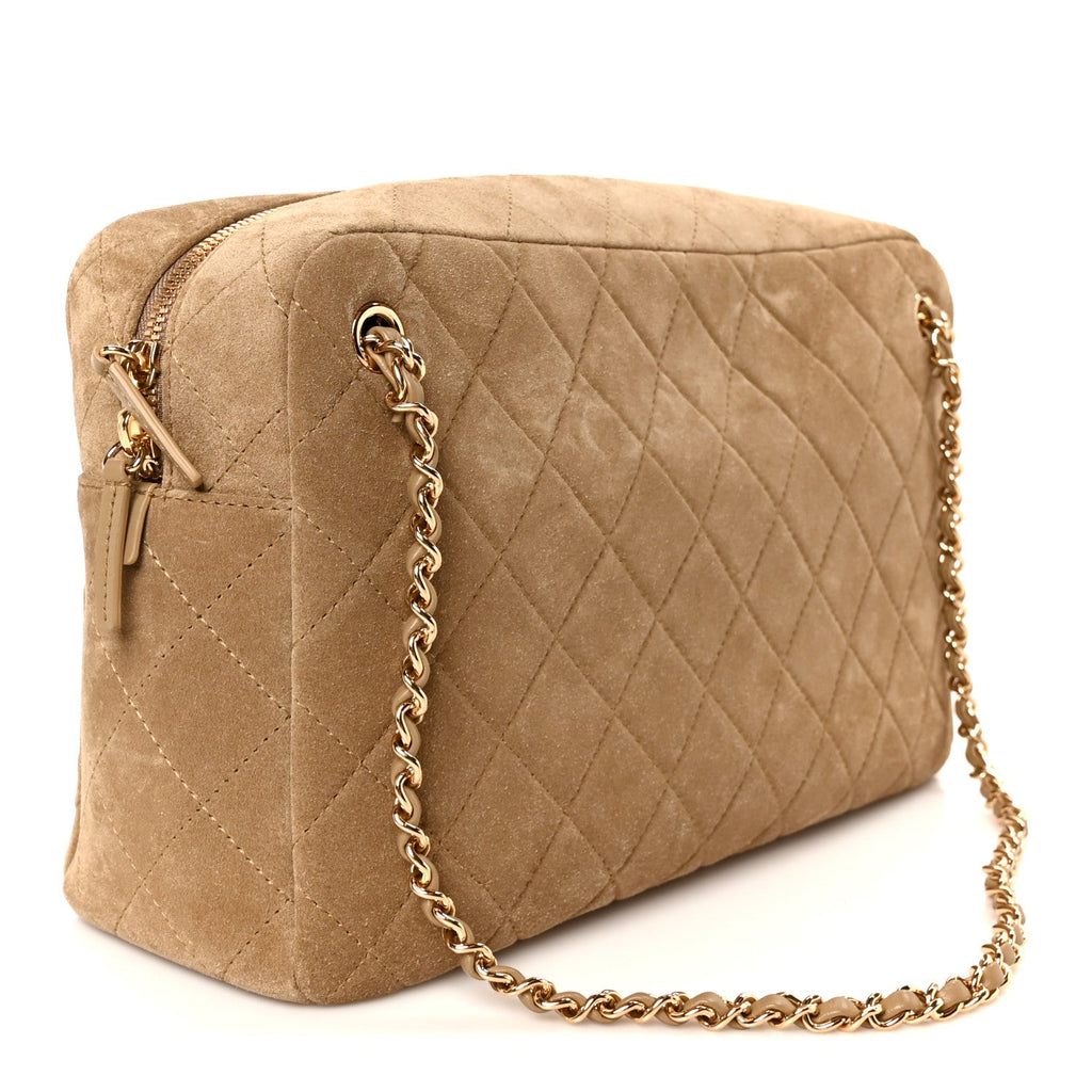 Suede Quilted Camerissimo Camera Case Dark Beige